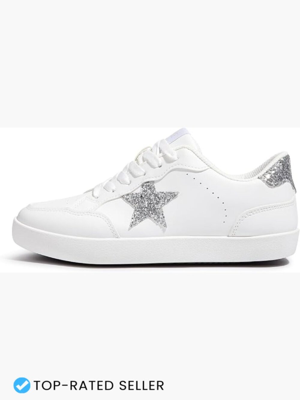 Glitter Sequins Star Low Top Sneakers Cushioned Platform Lace-Up Casual